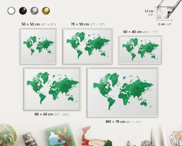 Tableau mural pour aimants dans un cadre noir Carte verte