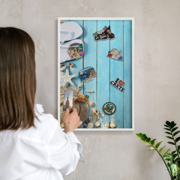 Tableau mural pour aimants dans un cadre noir Ambiance de vacances