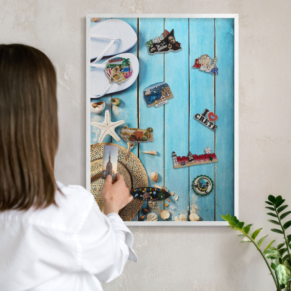 Tableau mural pour aimants dans un cadre noir Ambiance de vacances