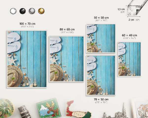 Tableau mural pour aimants dans un cadre noir Ambiance de vacances