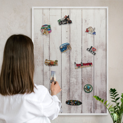 Panneau magnétique décoratif cadre noir Bois clair