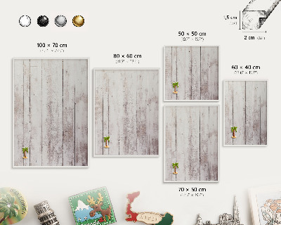 Panneau magnétique décoratif cadre noir Bois clair
