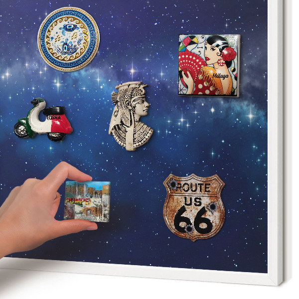 Tableau mural pour aimants dans un cadre noir Espace stellaire