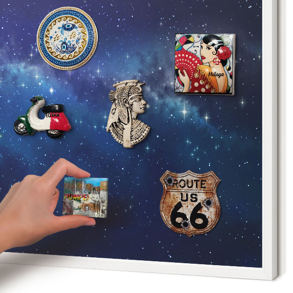 Tableau mural pour aimants dans un cadre noir Espace stellaire