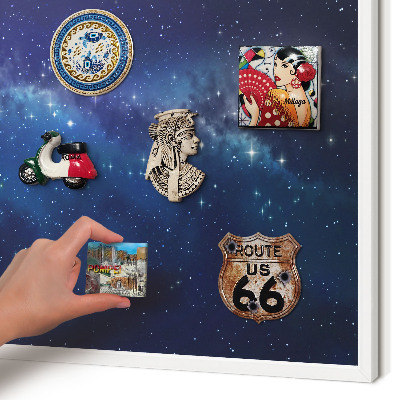Tableau mural pour aimants dans un cadre noir Espace stellaire