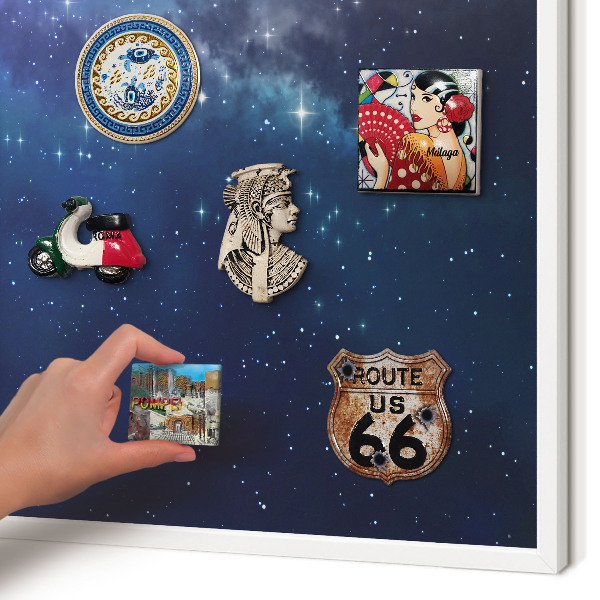 Tableau mural pour aimants dans un cadre noir Espace stellaire