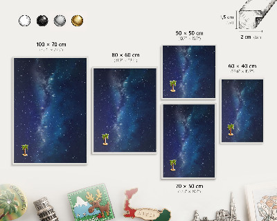 Tableau mural pour aimants dans un cadre noir Espace stellaire