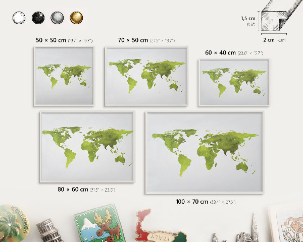 Panneau magnétique décoratif cadre noir Carte verte