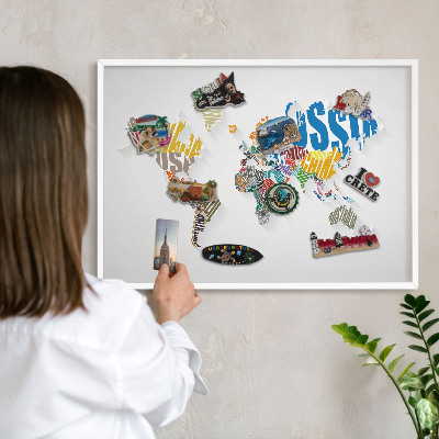 Tableau mural pour aimants dans un cadre noir Carte des couleurs
