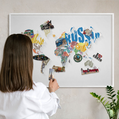 Tableau mural pour aimants dans un cadre noir Carte des couleurs