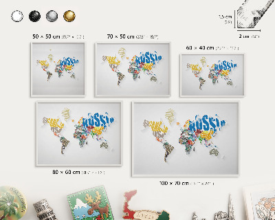 Tableau mural pour aimants dans un cadre noir Carte des couleurs