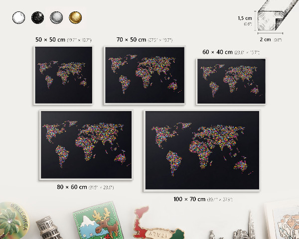 Panneau magnétique décoratif cadre noir Carte des couleurs