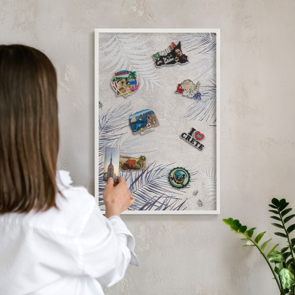 Tableau mural pour aimants dans un cadre noir Élégance feuillue