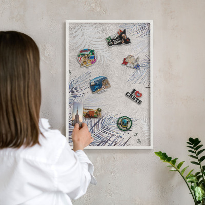 Tableau mural pour aimants dans un cadre noir Élégance feuillue