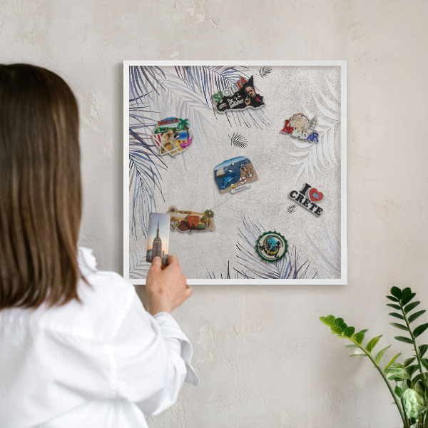 Tableau mural pour aimants dans un cadre noir Élégance feuillue