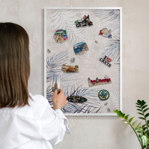 Tableau mural pour aimants dans un cadre noir Élégance feuillue