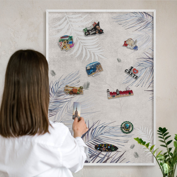 Tableau mural pour aimants dans un cadre noir Élégance feuillue