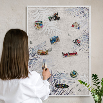 Tableau mural pour aimants dans un cadre noir Élégance feuillue