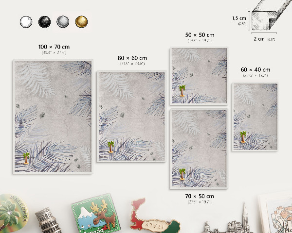 Tableau mural pour aimants dans un cadre noir Élégance feuillue