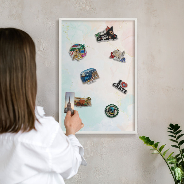 Tableau mural pour aimants dans un cadre noir Élégance pastel