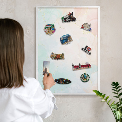 Tableau mural pour aimants dans un cadre noir Élégance pastel