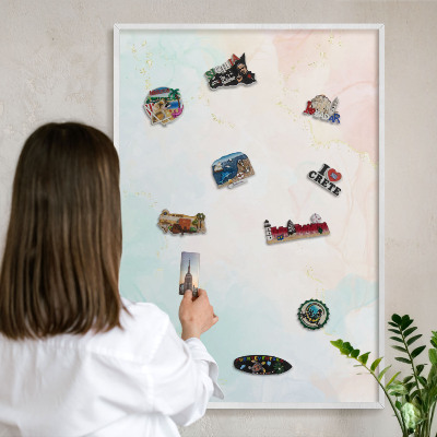 Tableau mural pour aimants dans un cadre noir Élégance pastel