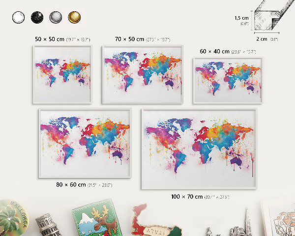 Panneau magnétique décoratif cadre noir Carte des couleurs
