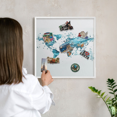 Panneau magnétique décoratif cadre noir Carte de l'eau