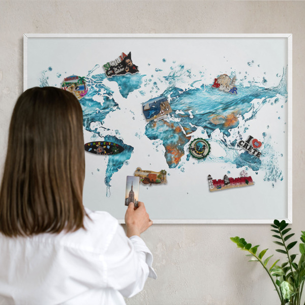 Panneau magnétique décoratif cadre noir Carte de l'eau