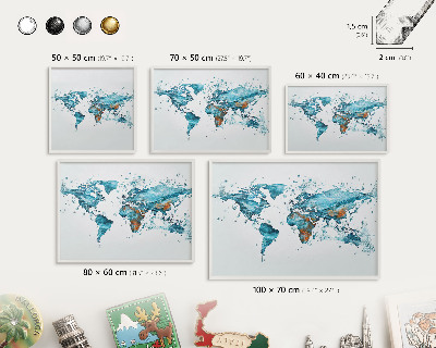 Panneau magnétique décoratif cadre noir Carte de l'eau