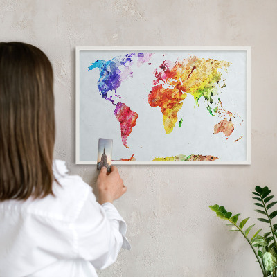 Tableau mural pour aimants dans un cadre noir Carte des couleurs