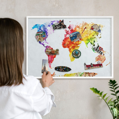 Tableau mural pour aimants dans un cadre noir Carte des couleurs