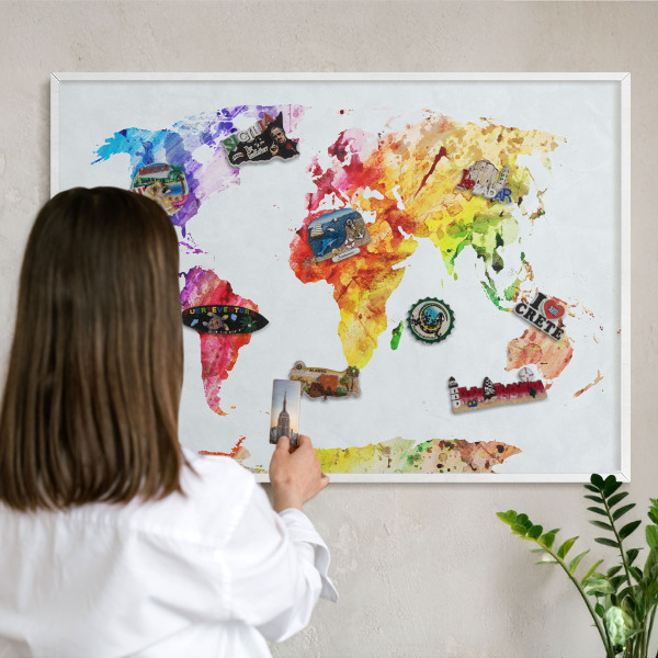 Tableau mural pour aimants dans un cadre noir Carte des couleurs