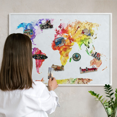 Tableau mural pour aimants dans un cadre noir Carte des couleurs