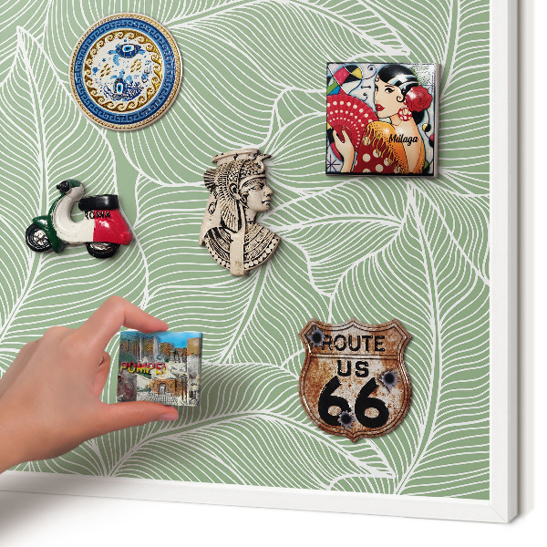 Tableau mural pour aimants dans un cadre noir Feuilles tropicales