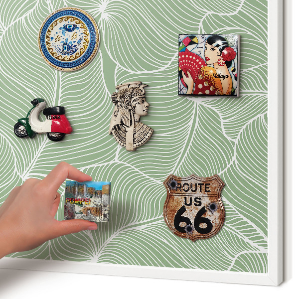 Tableau mural pour aimants dans un cadre noir Feuilles tropicales