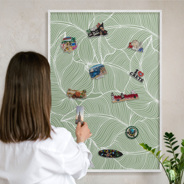 Tableau mural pour aimants dans un cadre noir Feuilles tropicales