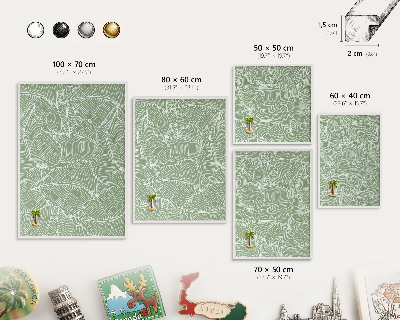 Tableau mural pour aimants dans un cadre noir Feuilles tropicales