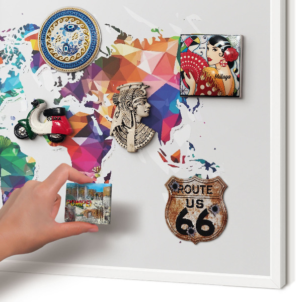 Panneau magnétique décoratif cadre noir Carte du monde