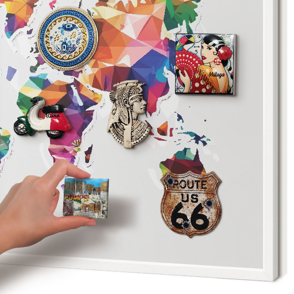 Panneau magnétique décoratif cadre noir Carte du monde