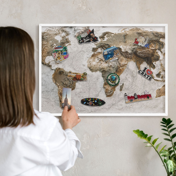 Tableau mural pour aimants dans un cadre noir Carte en relief