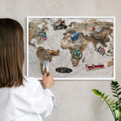 Tableau mural pour aimants dans un cadre noir Carte en relief