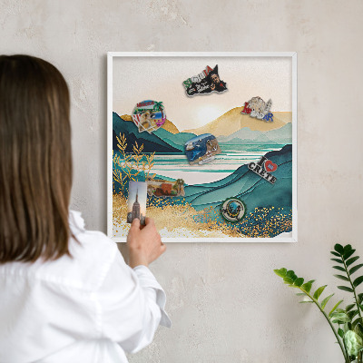 Tableau mural pour aimants dans un cadre noir Une vue paisible