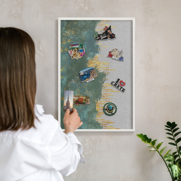 Tableau mural pour aimants dans un cadre noir Abstraction turquoise
