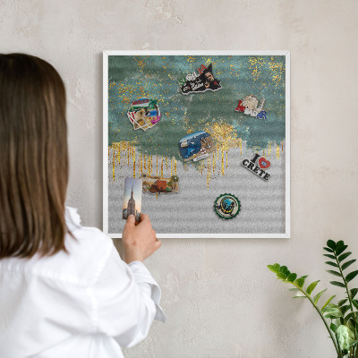 Tableau mural pour aimants dans un cadre noir Abstraction turquoise