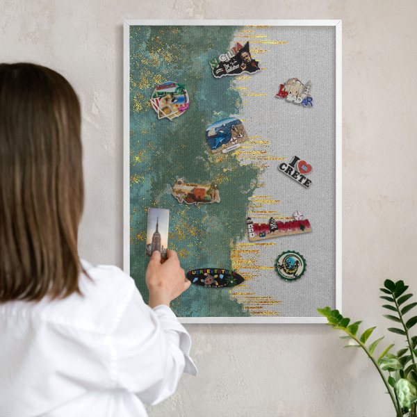 Tableau mural pour aimants dans un cadre noir Abstraction turquoise