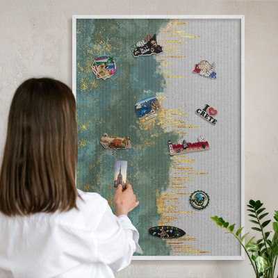 Tableau mural pour aimants dans un cadre noir Abstraction turquoise