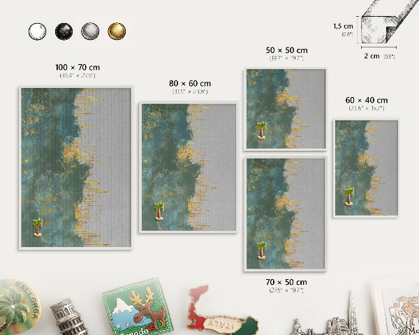 Tableau mural pour aimants dans un cadre noir Abstraction turquoise