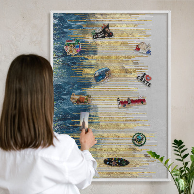 Panneau magnétique décoratif cadre noir Forêt abstraite