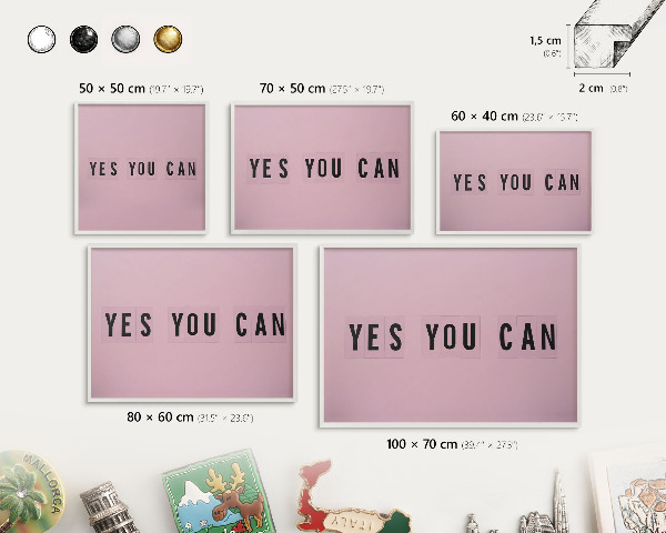 Tableau mural pour aimants dans un cadre noir De la motivation au quotidien